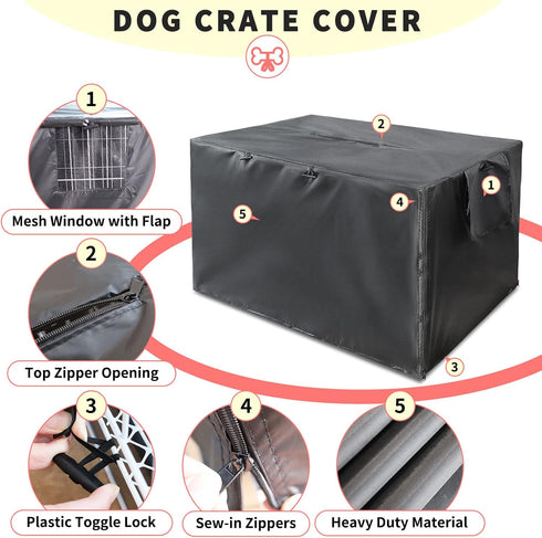 RICHIE Dog Crate Cover 24 inches - Durable UV Resist Waterproof Dog Kennel Cover, Crate Covers for Dog Cages with Double Doors and Air Vent Window...