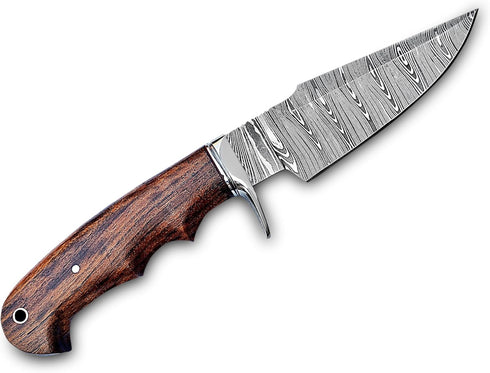 Handmade 10? Damascus Hunting Knife - Bushcraft Fixed Blade Hunting Knife with Sheath and Rose Wood Handle EDC Skinning Knife., Brown Black...