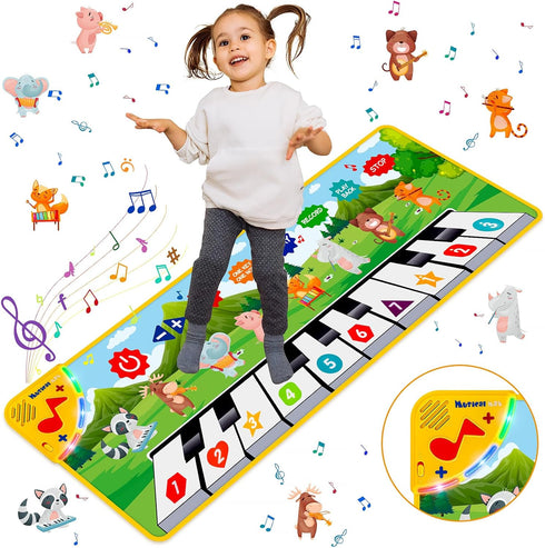Kids Musical Piano Mats, Dance Mat Gifts Toys for 1 2 3 4 5 6 Year Old Girls Boys Kids Playmat for Toddlers Baby Musical Mats Instruments Educatio...