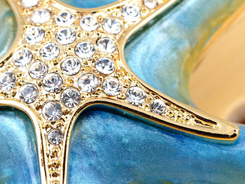 Alilang Crystal Pearlescent Blue Green Dancin Sea Starfish Pin Brooch...