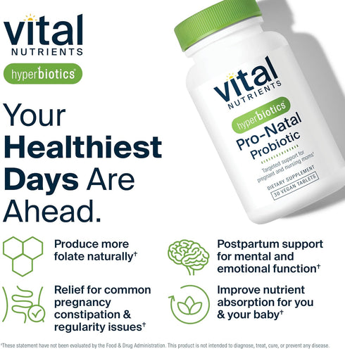 Hyperbiotics Vital Nutrients Pro-Natal Prenatal Probiotics for Women | Support for Occasional Nausea, Bloating, and Gas | Vegan Pregnancy Probioti...
