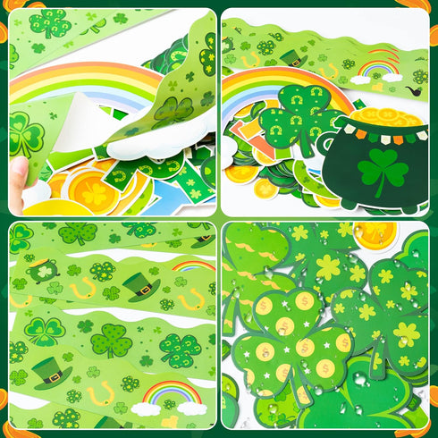 St. Patrick Shamrock Bulletin Board - 121P St. Patrick's Day Shamrock Bulletin Board Classroom Decor Our Lucky Charms Clover Gold Rainbow Stockpot...