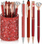 Sabary 8 Pcs Ballpoint Pens with Pen Holder for Desk Metal Crystal Diamond Pen Glitter Pencil Holder Fancy Pens Black Ink Bling Desk Organizer for...