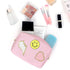 Preppy Patch Makeup Bag,Smile Lightning PU Leather Waterproof Makeup Bag for Girls,Daily Use Preppy Girls Stuff Makeup Bag,Travel Organizer Cosmet...