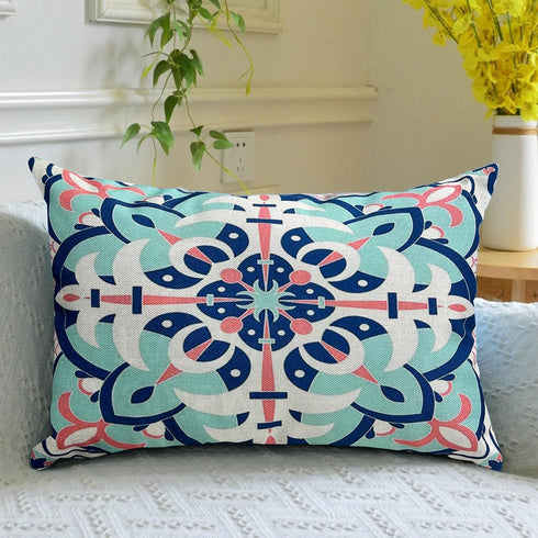 Set of 4 Outdoor Waterproof Pillow Covers 12x20 Mandala Flower Decorative Throw Pillow Covers Boho Geometric Pillow Cases for Garden Patio Home De...
