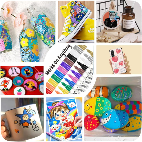 Green Oil Based Paint Pens,Medium Tip Permanent Paint Markers, Never Fade Marker Pen,Quick Drying & Waterproof For Rock Painting,DIY Craft,Wood,Gl...