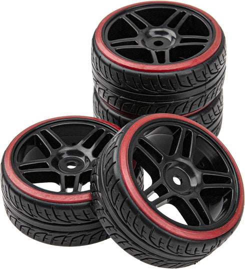 Hard Plastic Wheel Rims & Plastic Tires 12mm Hex Compatible with Traxxas HSP Tamiya Kyosho Himoto 1/10 RC Drift Car (Style 2)...