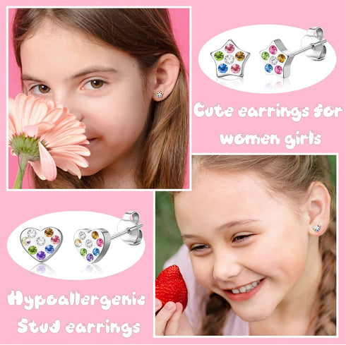 YADOCA 21Pairs Hypoallergenic Surgical Steel Stud Earrings For Women Girls Tiny Cute CZ Pearl Heart Moon Star Butterfly Flower Earrings Studs Set ...