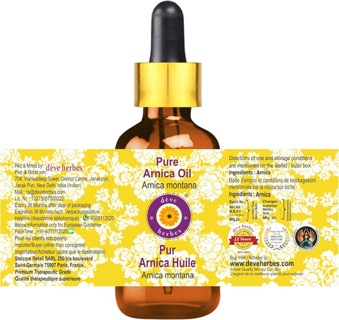 Deve Herbes Arnica Oil (Arnica Montana) with Glass Dropper | Infused | Pure | Non-Sticky | Lightweight | for Facial Care | Men & Women | 15ml (0.5...