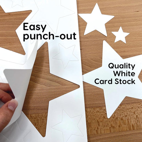 240 Pieces Star Cutouts, 2-Sided US Made Card Stock Punch Out White Stars for Bulletin Boards, Classroom Decor, Back to School DIY Craft Projects,...