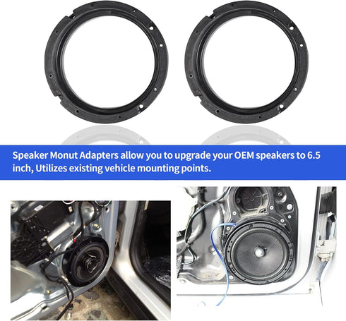 RED WOLF Car Door Speaker Adapter Bracket 6.5 Inch Fit VW Volkswagen Passat Golf/Jetta/Beetle1999-2019, Porsche 2000-2006, Skoda 2005-2013 Install...