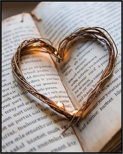 Posterizer 1 pcs-Valentine's themed cute heart and book-Romantic Art-Holiday Poster Collection-Gift for Couples boyfriend girlfriend Husband Wife-...