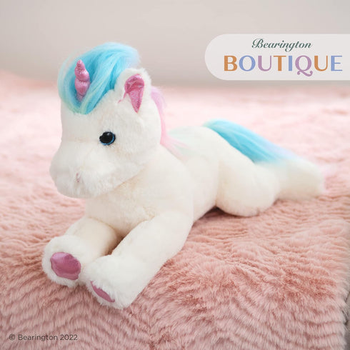 Bearington Rainbow Shimmers The White Unicorn Plush, 17 Inch Unicorn Stuffed Animal...