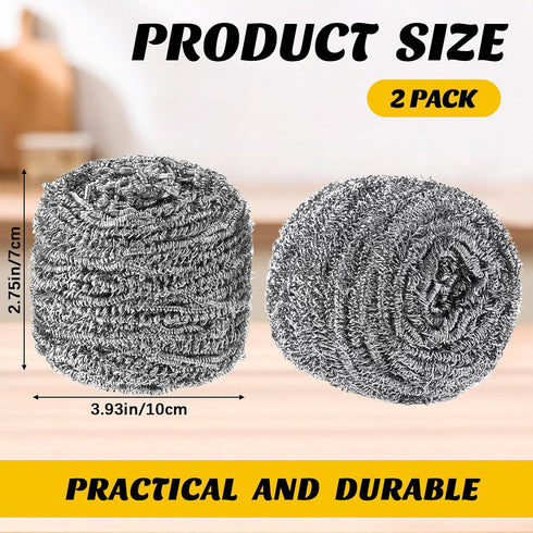 2 Pcs Stainless Steel Teak Scrub 304 Stainless Steel Wool Scrubber Rust Resistant Steel Wool Pad for Teak Furniture Care, Cleaning Dishes, Pots, P...