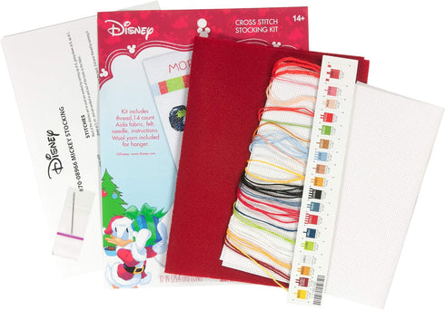 Dimensions Mickey Mouse Christmas Stocking Counted Cross Stitch Kit for Beginners, 14 Count White Aida Cloth, 10''L...