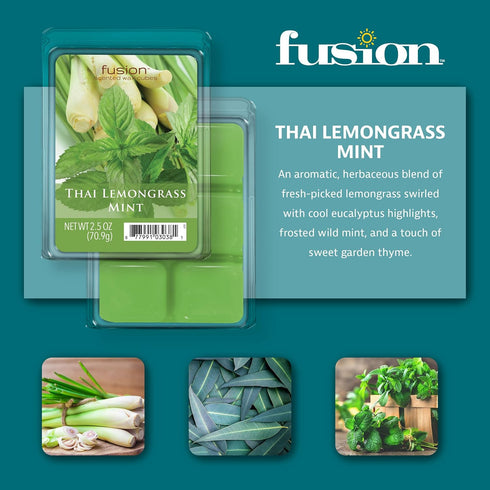 FUSION by Scentsationals Scented Wax Fragrance Melts - Thai Lemongrass Mint - Wax Cubes Pack, Home Warmer Tart, Electric Wickless Candle Bar Air F...