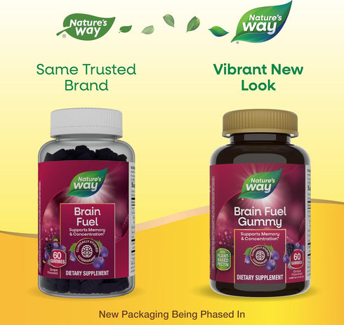 Nature's Way Brain Fuel, Supports Memory and Concentration*, Clinically Studied Cognigrape®, 60 Gummies, Grape Flavored...