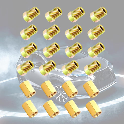 24PCS 3/8 Inch-24 Threads Brake Line Fittings,Include 8PCS Brake Line Unions+16PCS Nuts,Brake Line Fitting Kit Fit for 3/16 Inch Brake Lines Stand...