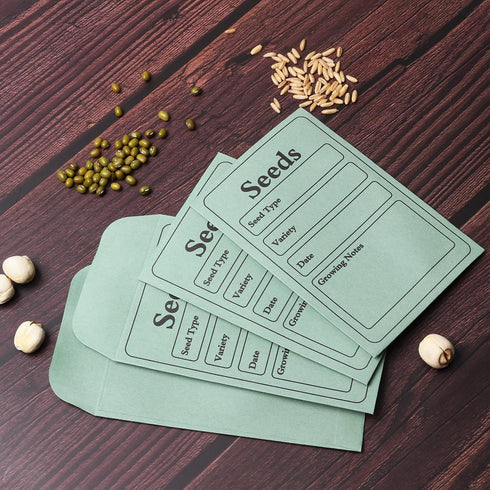 100 Pack Seed Saving Envelopes, 4.7 x 3.1 Inch Self-Adhesive Seed Packet Envelopes, Sage Green Envelopes for Garden...