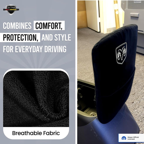 Premium Console Armrest Cover for Dodge Ram (2010-2025) with Bucket Seats – Soft, Machine Washable Console Lid Protector – Easy to Install, Plush ...