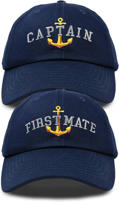 Matching Captain and First Mate Hat Set Embroidered Ball Cap...