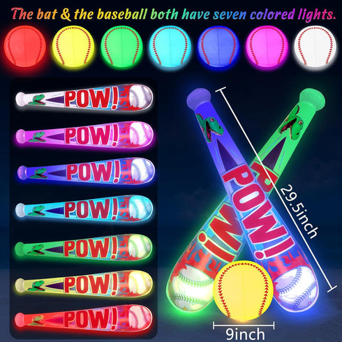 Pool Toys Beach Games for Kids - Inflatable Baseball with LED Light-up Glow in The Dark Bat Party Outdoor, Boys Ages 8-12 Water...