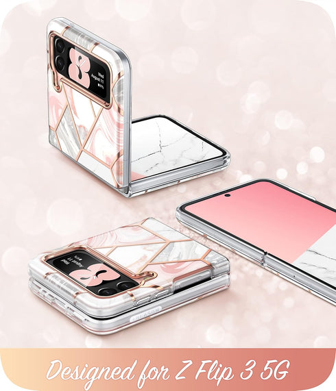 i-Blason Cosmo Series Case for Samsung Galaxy Z Flip 3 5G (2021), Slim Stylish Protective Bumper Case Without Built-in Screen Protector (Marble)...