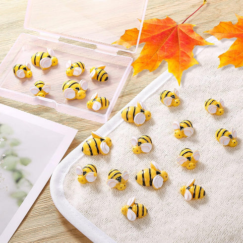 CCOZN 35 Tiny Resin Bees, Bumblebees Embellishment with Box DIY Wreath Decoration for DIY Crafts, Scrapbooking, Home Decor, 0.98inch, 0.75inch, 0....