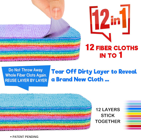 Natural Microfiber Super Fiber Rag, 12 Fiber Layer on 1 Rag, Perfect Cleaning, Extraordinary Liquid Absorption Ability, Home Daily Use, Kitchen, B...
