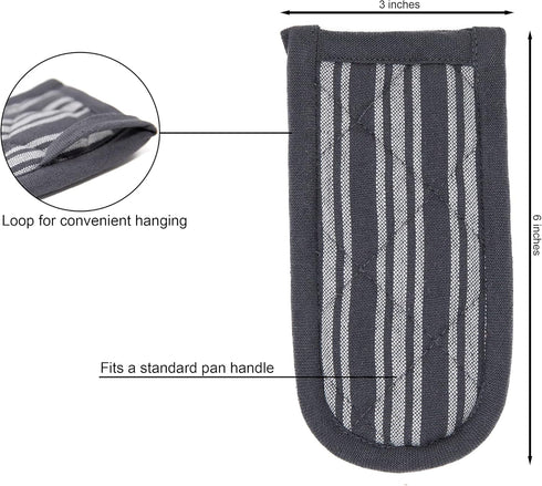 Pan Handle Cover for Cast Iron Skillet, Hot Pot Handle Holder, Heat Resistant Sleeve, 3 in x 6 in, 2 Pack, Gray Oeko-Tex Cotton...