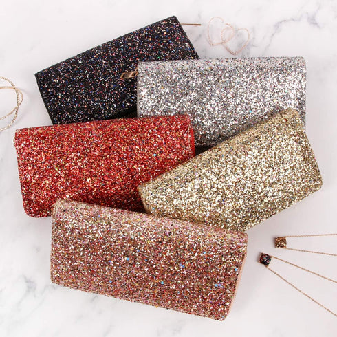 RIAH FASHION Rainbow Glitter Zip Around Wallet - Sparkly Confetti Single Zipper Clutch Purse with Card Slots (Rainbow - Silver)...
