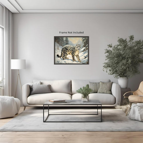 Posterizer 1 pcs-snow leopard in a wintery nature-oil painting style 1-Art for Animal Lovers-Landscape & Nature Art-Decor for Home & Office- unfra...