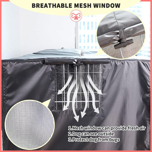 RICHIE Dog Crate Cover 24 inches - Durable UV Resist Waterproof Dog Kennel Cover, Crate Covers for Dog Cages with Double Doors and Air Vent Window...