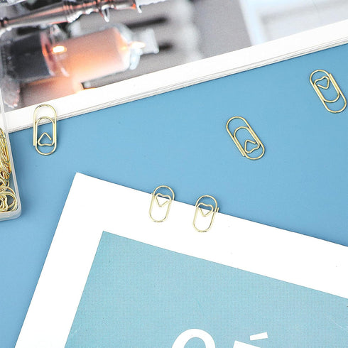 150 Pcs Gold Heart Paper Clips 0.78" 20mm Cute Mini Paperclips Binder Clip for Office School Supplies Document Organizing Metal Letter Holder Heav...