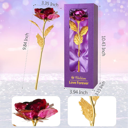 Childom Birthday Gifts for Women,Christmas Rose Gifts for Mom,Purple Rose Present for Her,Wife,Sweet Artificial Flower for Grandma,Daughter,Women,...