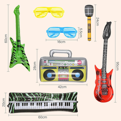6-pack inflatable guitar balloon, inflatable guitar toddler toys | toy guitar | novelty inflatable rock star guitar | waterproof multi-color party...