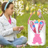 Easter Bunny Baskets with Lights for Baby Girls,Large Pink Kids Easter Bucket Tote with Light up Rabbit Ears for Spring Egg Hunts Party Storage...