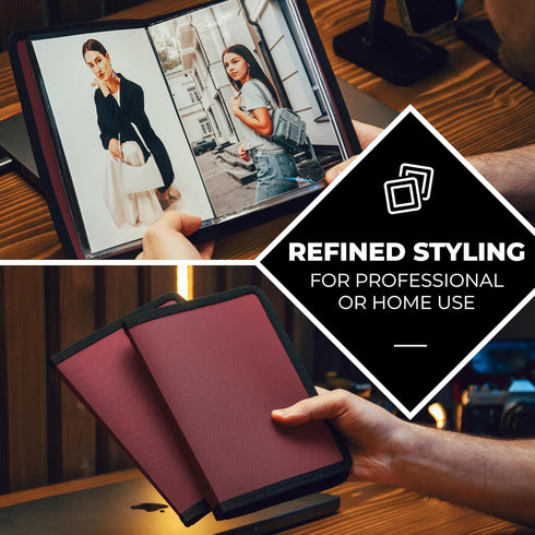 Dunwell Small Photo Album 5x7 (2-Pack, Ruby), Black Mounting Paper, 5 x 7 Photo & Art Portfolio Presentation Book, 24 Sleeves Display 48 Pages, Pr...