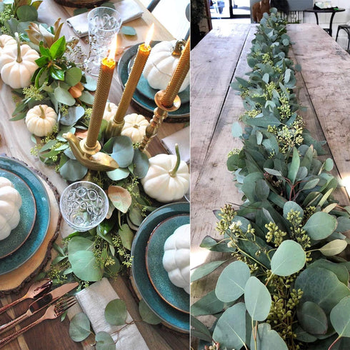 DearHouse 5.5ft Seeded Eucalyptus Garland, Artificial Vines Faux Eucalyptus Leaves Table Garland Artificial Greenery Wedding Backdrop Arch Wall De...