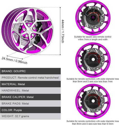 GOUPRC Upgrade Aluminum RC Hand Wheel Remote Control Steering Wheel with Brake Disc Brake Caliper for Radiolink RC Remote Controller RC4/6GS, for ...