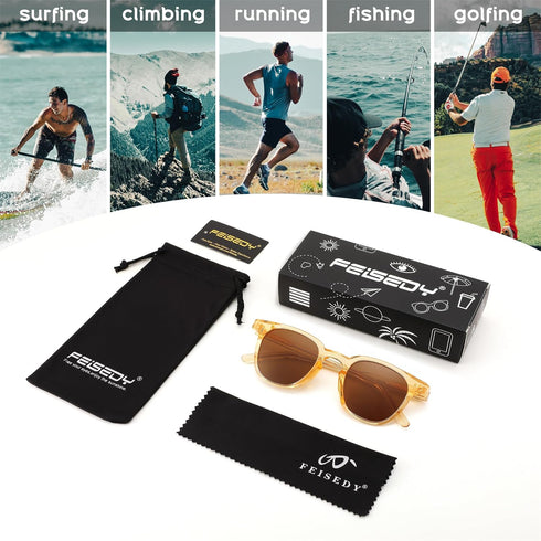 FEISEDY Classic Polarized Sunglasses Retro Round Sunglasses for Women Men Trendy Shades B0002...
