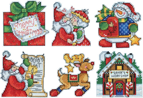 Tobin Santas Workshop Makes Cross Stitch Ornament Kit, 3"x4" 14 Count Set of 6...