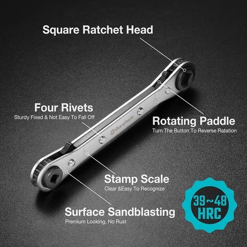 DURATECH HVAC Service Wrench, Refrigeration Wrench, 4 IN 1 Service Wrench, 3/16", 1/4", 5/16", 3/8", for Air Conditioning, Refrigeration Equipment...