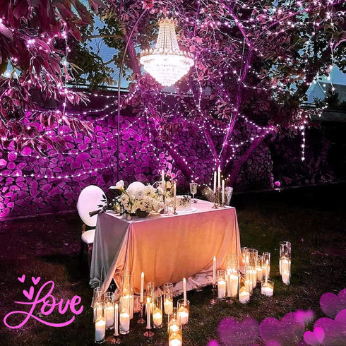 JMEXSUSS 2 Pack Pink Solar Christmas Lights, 33ft 100 LED Solar String Lights Outdoor Waterproof, 8 Modes Solar Fairy Lights for Outside Garden Pa...