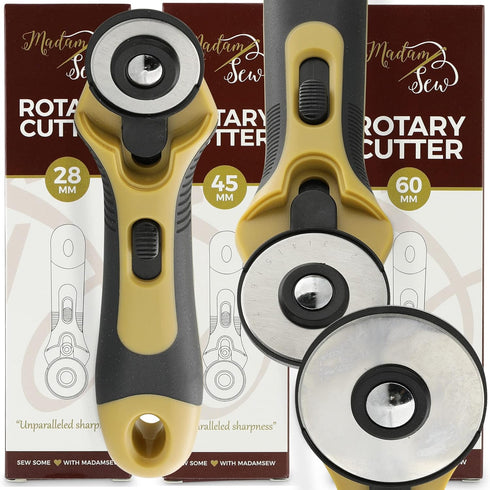 Madam Sew 28mm Rotary Cutter for Fabric | Precision Cloth Cutting Tool with Tungsten Steel Blade and Safety Guard | for Sewing, Arts & Crafts with...