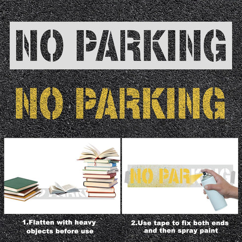 2pcs No Parking Stencils, 4 Inch Letter Stencils Flexible Plastic Parking Lot Paint Templates Parking Lot Stencils Traffic Curb Painting Marking S...