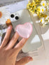 Transparent Heart Shaped Mobile Phone Grip, Pink Resin Folding Stand, Transparent Elastic Base, iPhone Convenient Mobile Phone Accessory (Pink)...
