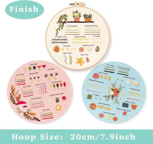 REEWISLY 3p of Embroidery kit with Patterns and Instructions, DIY Adult Beginner Cross Stitch Kits, Including 1 Plastic Embroidery Hoop, 1 Pair of...
