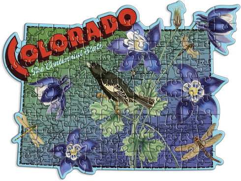 Wendy Gold Colorado Shaped Mini Puzzle, 100 Pieces, 8” x 9.75” – Die-Cut Jigsaw Puzzle Featuring Art by Bestselling Artist Wendy Gold – Makes a Gr...