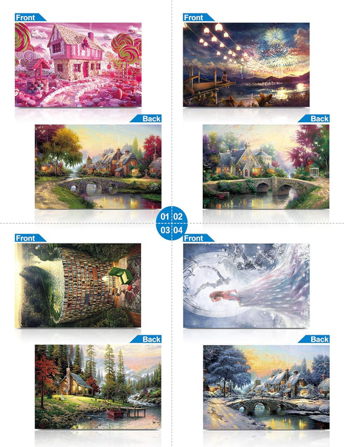 Mini Jigsaw Puzzles for Adults (4 Packs) Double-Sided Puzzle with Reference Blueprint, Micro Puzzle, Comes with Tweezers for Small Puzzles, Suitab...